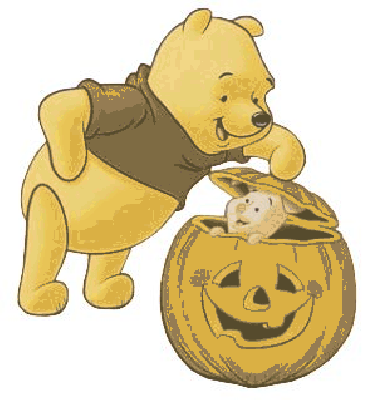 Prosiaczek chowający się w dyni w Halloween
